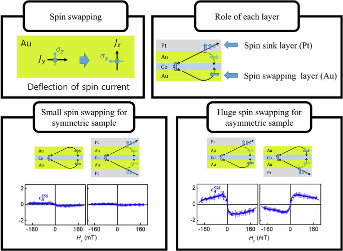 Huge self-spin swapping effect with asymmetric spin-sink structures
