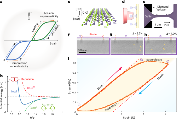 Reversible shuffle twinning yields anisotropic tensile superelasticity in ceramic GeSe