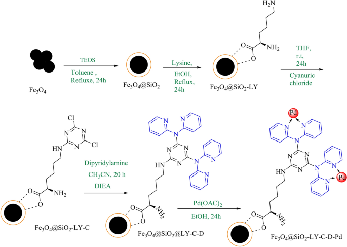 Fe3O4@SiO2-LY-C-D-Pd as a new, effective, and magnetically recoverable catalyst for the synthesis of 1H-tetrazoles and asymmetric biphenyls
