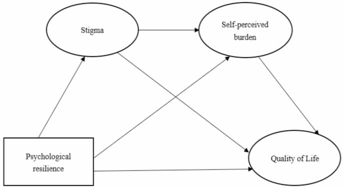 Relationship between psychological resilience and quality of life in cancer patients and the multiple mediating roles of stigma and self perceived burden