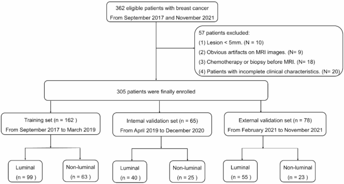 Intratumoral and peritumoral radiomics signature based on DCE-MRI can distinguish between luminal and non-luminal breast cancer molecular subtypes