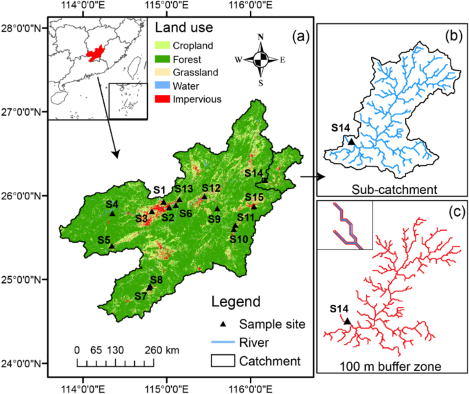 Response of river water quality to landscape features in a subtropical hilly region
