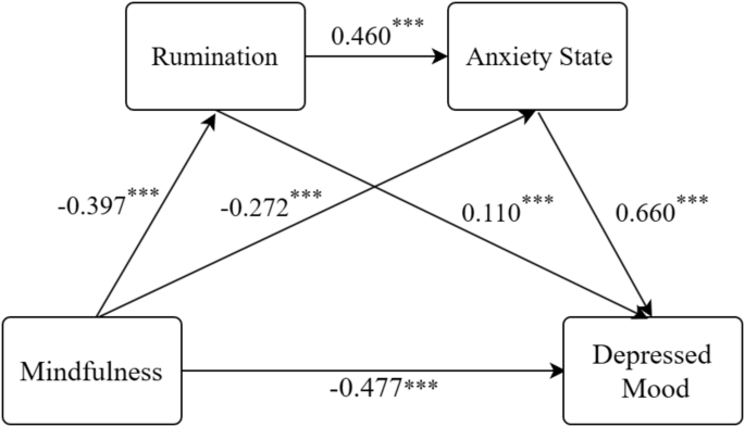 Chain mediation of rumination and anxiety state between mindfulness and depressed mood in infertile women