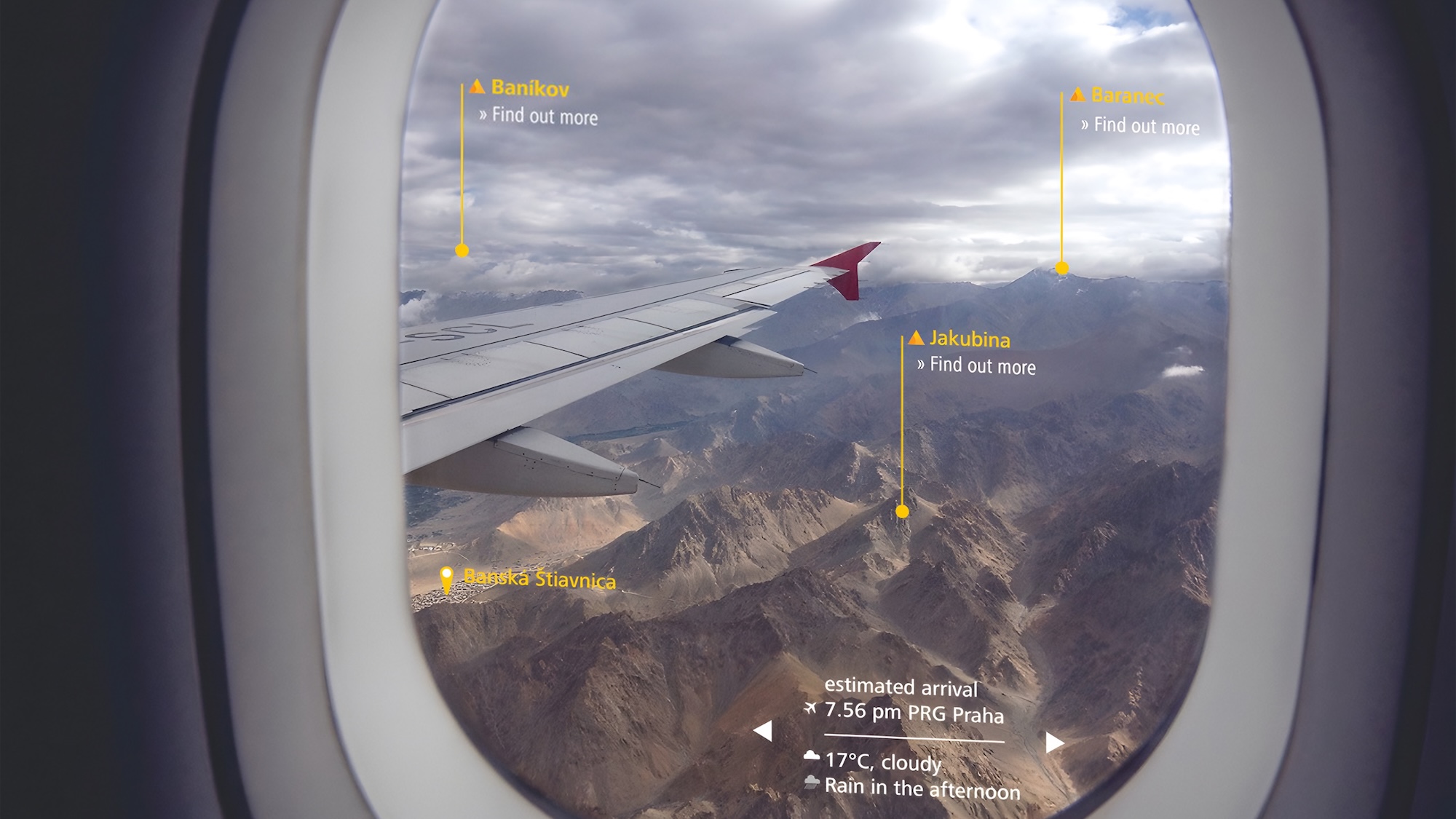 Smart glass windows would beam in-flight info over scenic views