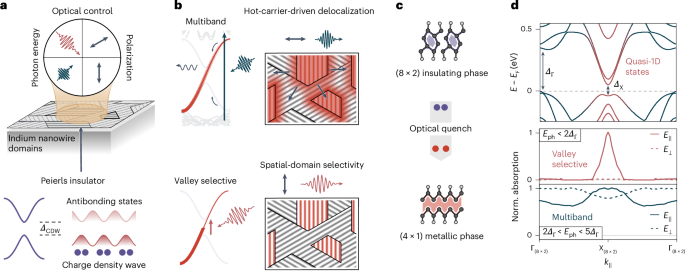 Valley-controlled photoswitching of metal–insulator nanotextures