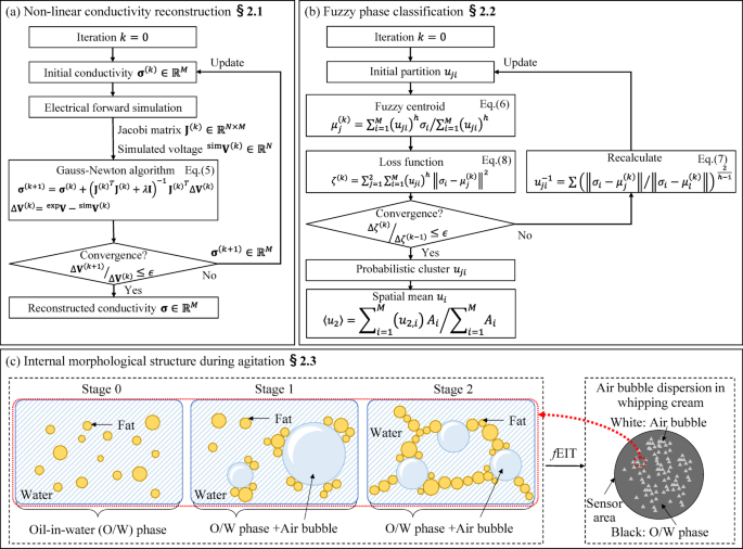 Air bubble dispersion imaging in whipping cream with specified fat contents by fuzzy phase classification implemented in electrical impedance tomography
