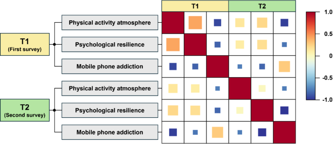 Cross-lagged panel relationship between physical activity atmosphere, psychological resilience and mobile phone addiction on college students