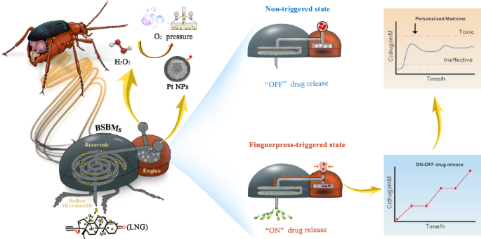 Battery-free and self-propelled bionic microneedle system for chemically controlled on‐demand drug delivery