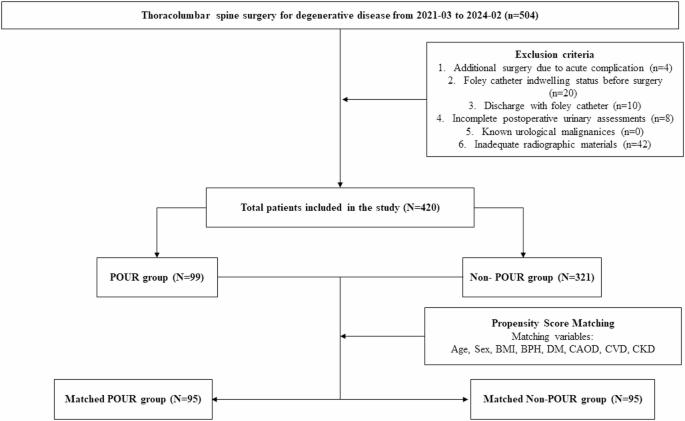 Association between spinopelvic parameters and postoperative urinary retention in thoracolumbar spine surgery: a propensity-matched analysis