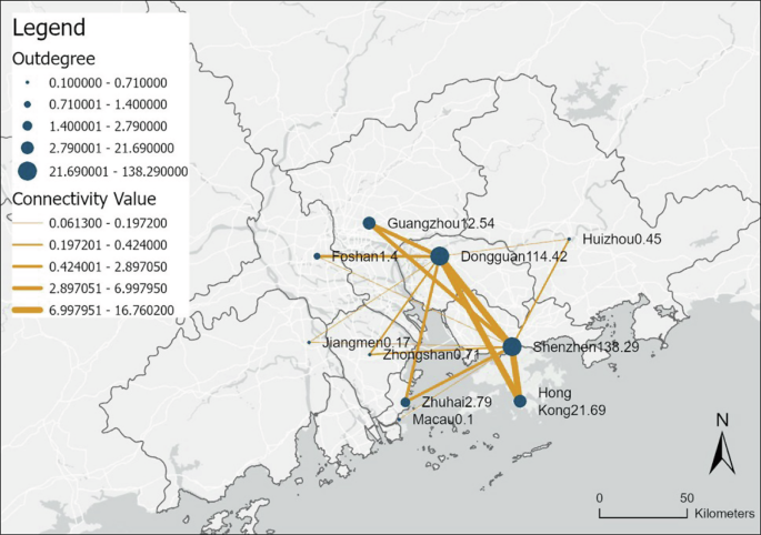 Delineating polycentric megacity regions based on intra- and extra-regional economic transactions between emerging high-tech industries and producer services: a case study on the Guangdong–Hong Kong–Macao Greater Bay Area, China