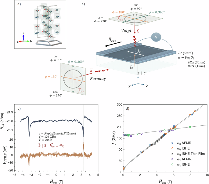 Probing polarization-tunable sub-terahertz spin pumping in bimodal α-Fe2O3/Pt