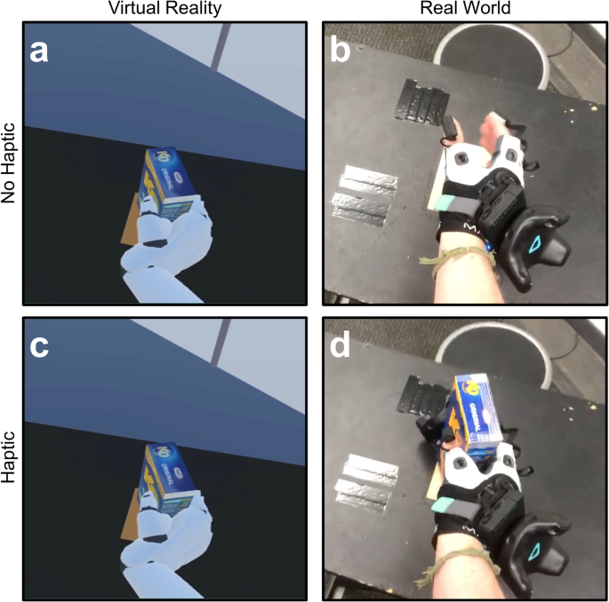 How a lack of haptic feedback affects eye-hand coordination and embodiment in virtual reality
