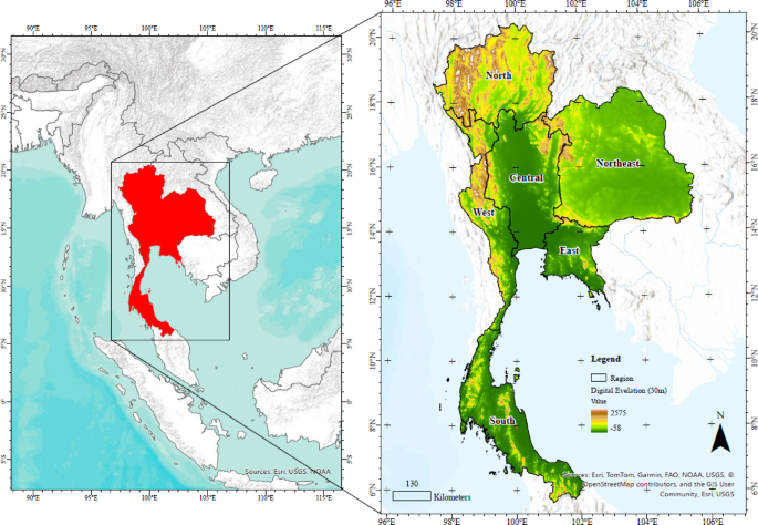 Variation of vegetation cover and the relationship with land surface temperature across Thailand (2007 to 2022)
