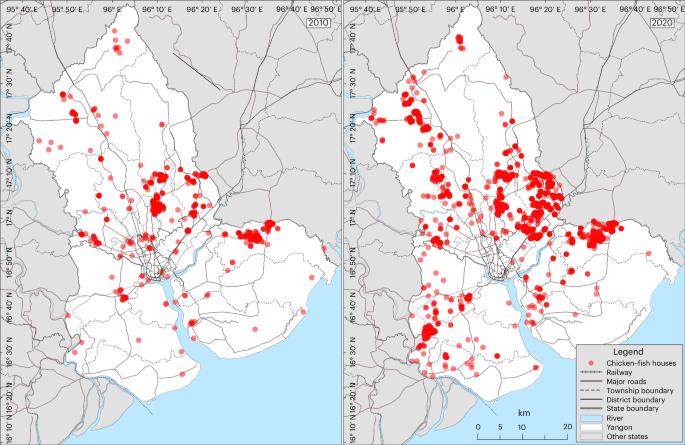 Geospatial analysis enables combined poultry–fish farm monitoring in the fragile state of Myanmar