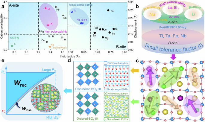 Collaborative design of polarization and antiferrodistortion configurations in high energy capacitive relaxor ferroelectrics