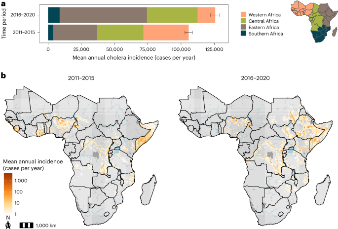 Geographical shifting of cholera burden in Africa and its implications for disease control