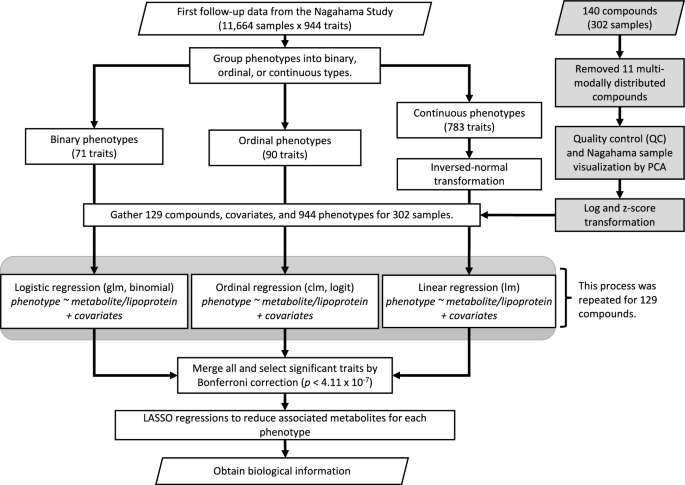 Quantitative 1H-NMR spectroscopy identifies metabolites and lipoprotein subclasses associated with intermediate phenotypes of chronic diseases in the Japanese Nagahama Study