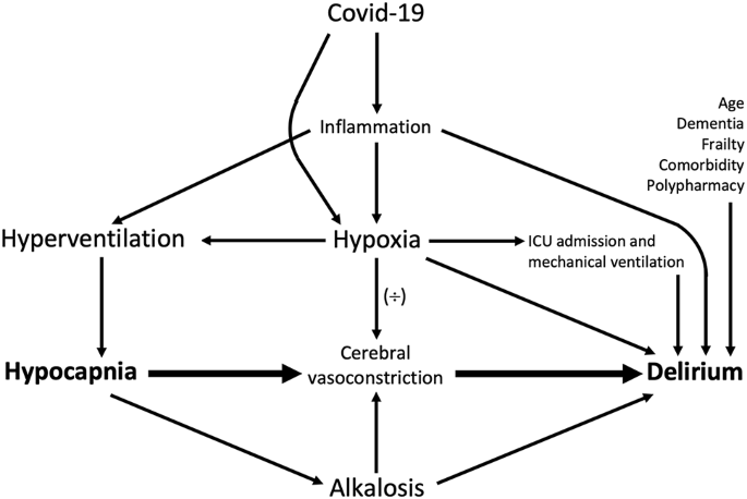 Ventilatory response and delirium risk in hospitalised patients with acute hypoxia due to COVID-19