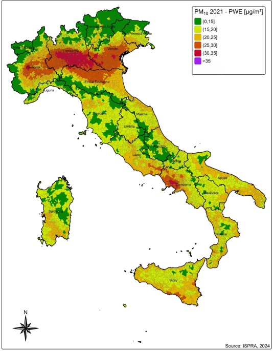 Association between air pollution and type II diabetes in Italy from clinical data and population-weighted exposure at the municipality level