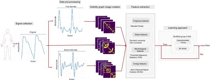 Assessment of pulse wave velocity through weighted visibility graph metrics from photoplethysmographic signals