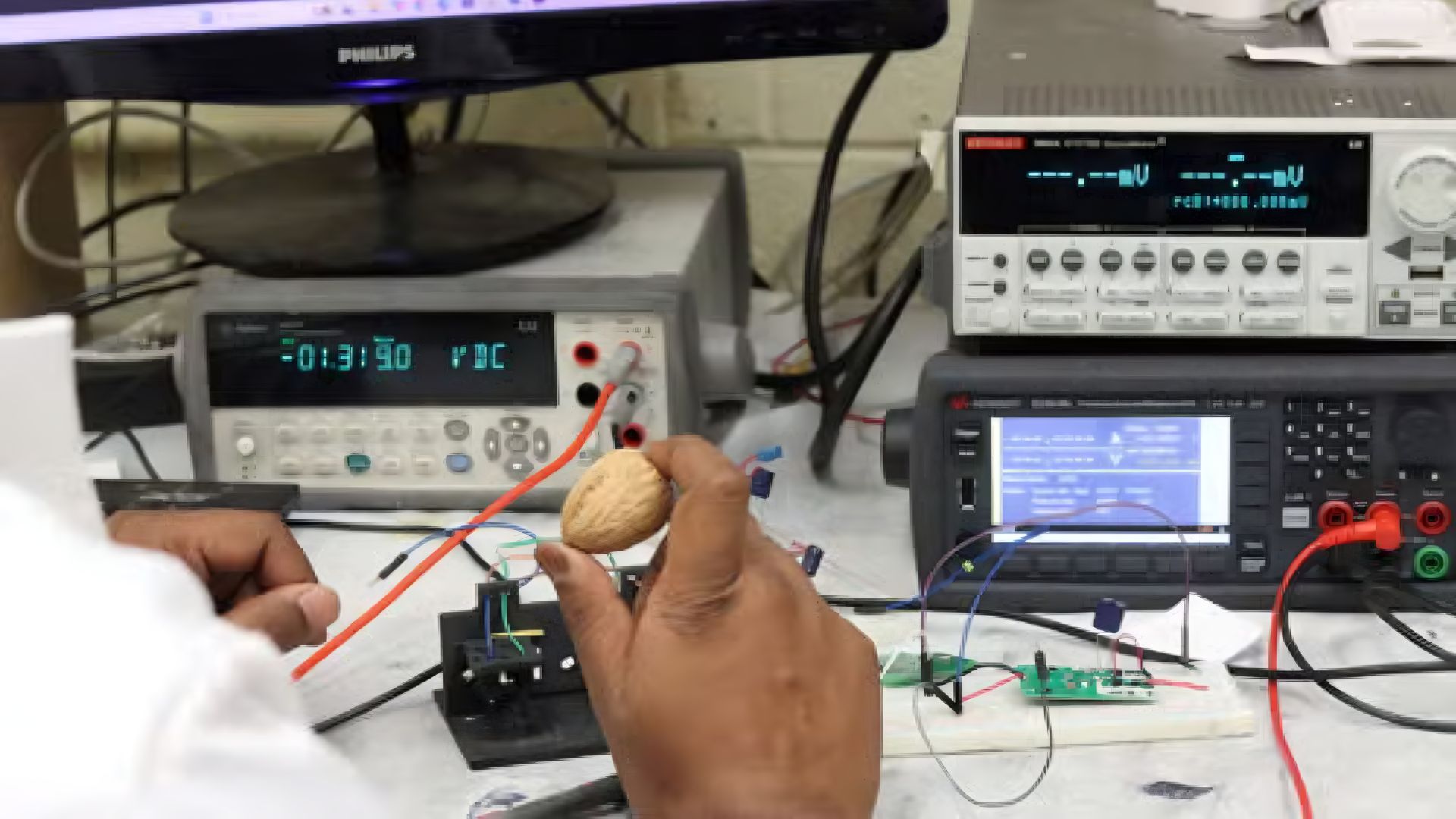 Coin-sized generator harvests energy from waste walnut shells