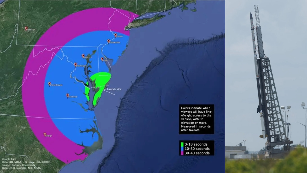 NASA launch of 3 rockets with colorful vapor trails may be seen from several eastern states