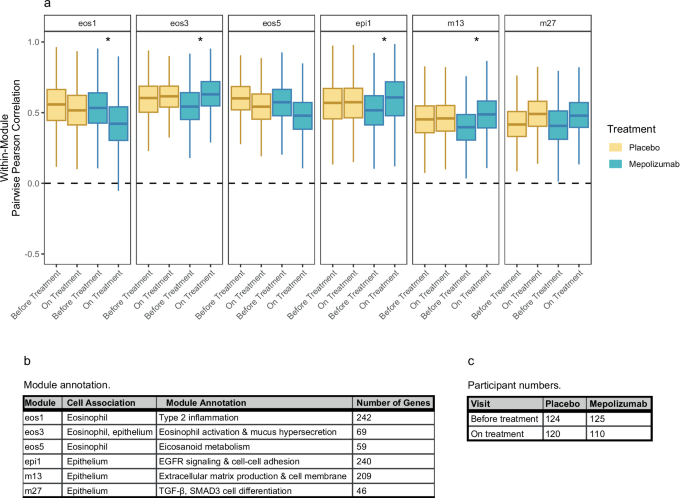 Mepolizumab alters gene regulatory networks of nasal airway type-2 and epithelial inflammation in urban children with asthma
