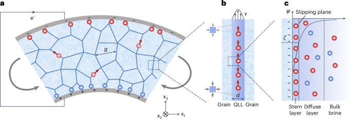 Streaming flexoelectricity in saline ice