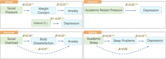 Seasonal biological social and cognitive mechanisms of mental health among Chinese adolescents
