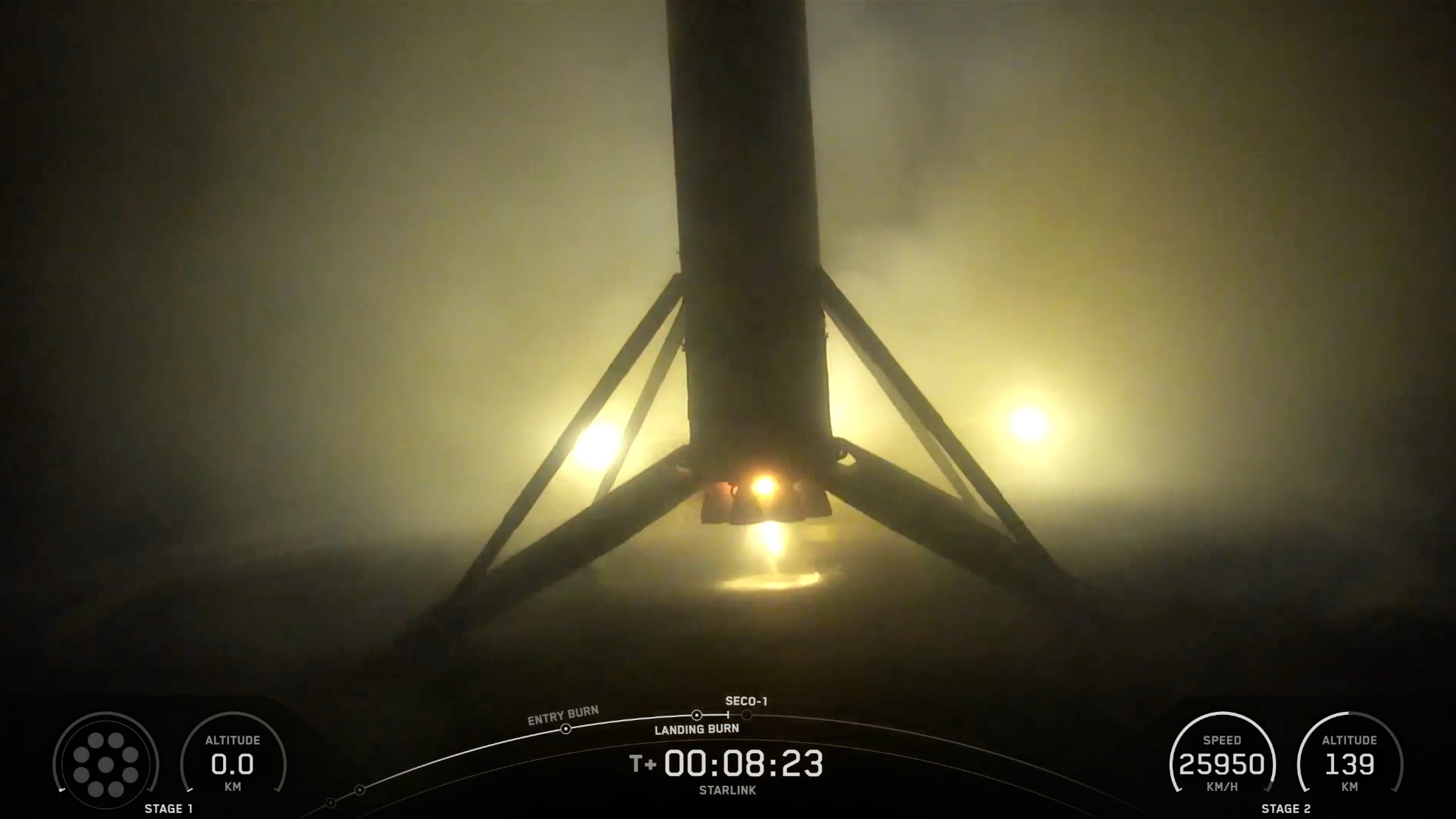 SpaceX launches 24 Starlink internet satellites, lands rocket on ship at sea