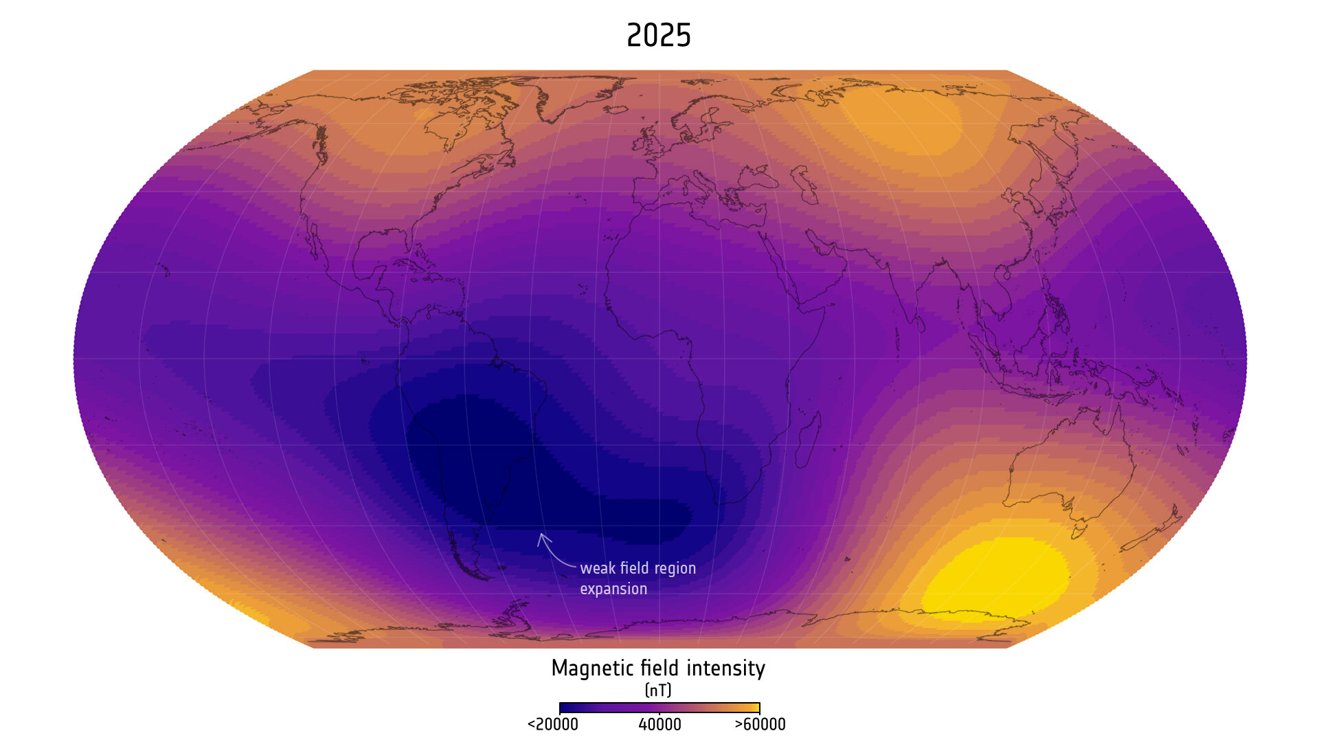 Swarm reveals growing weak spot in Earth’s magnetic field