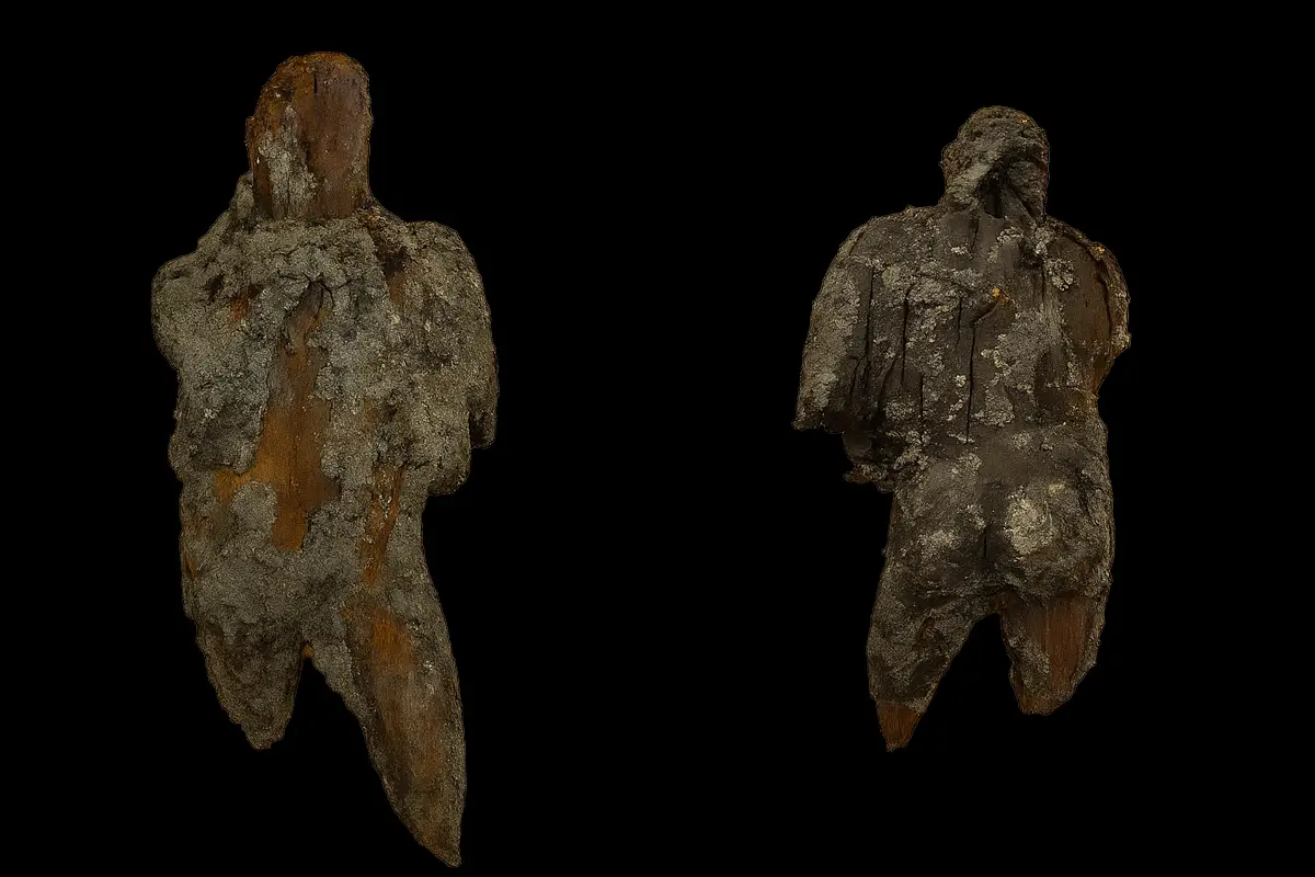Wooden sculpture depicting Hercules found in ancient refuse pit