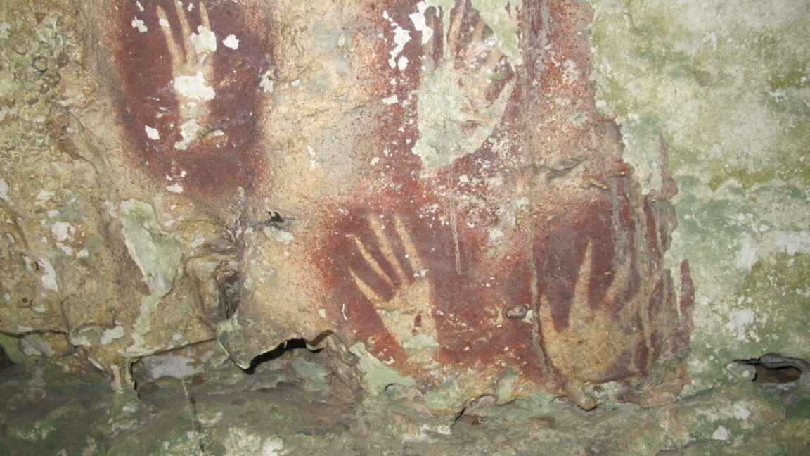 This 67,800-year-old hand stencil is the world’s oldest human-made art