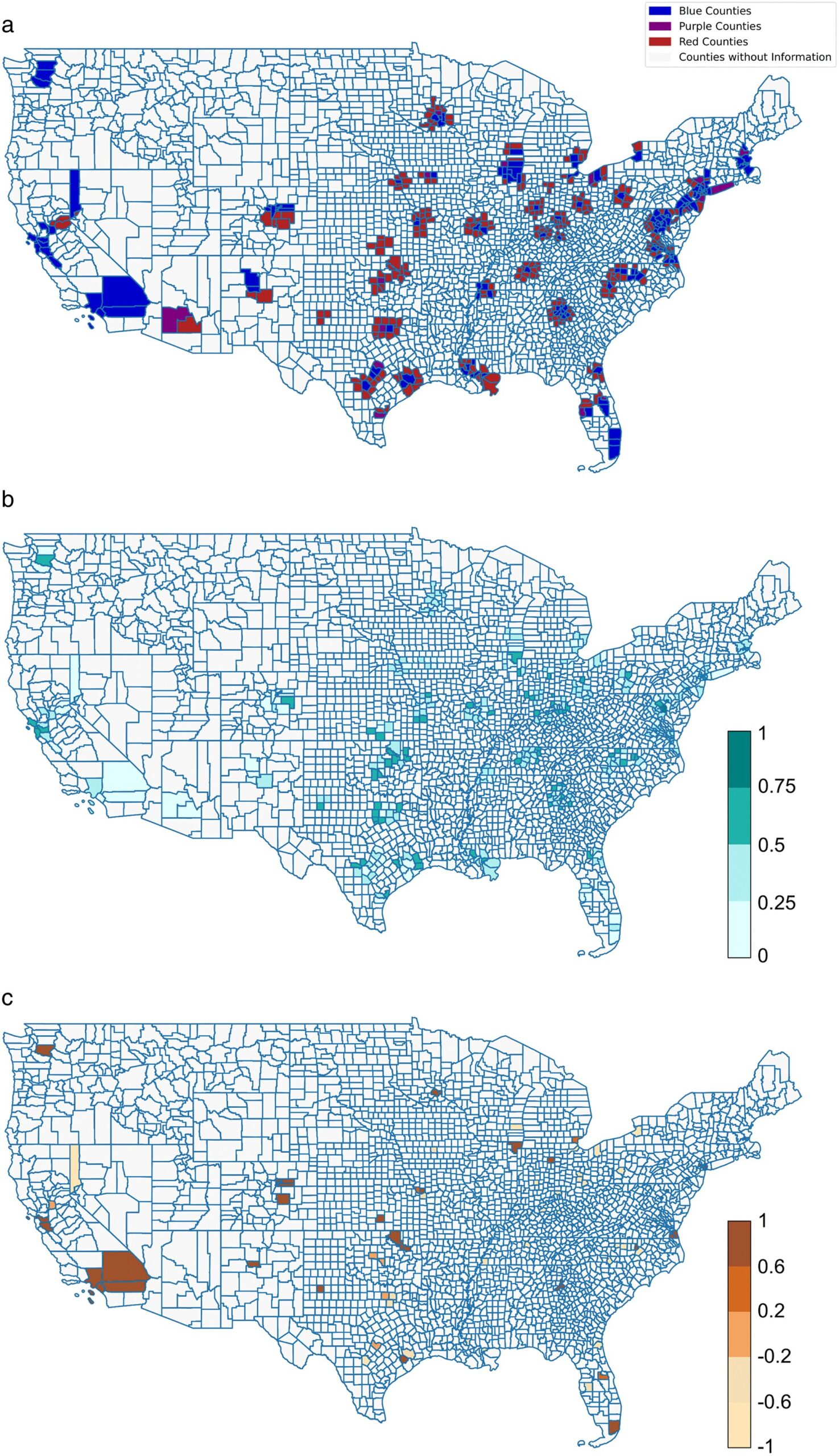 Residents from strongly blue or red counties favor like-minded destinations for everyday travel, analysis finds