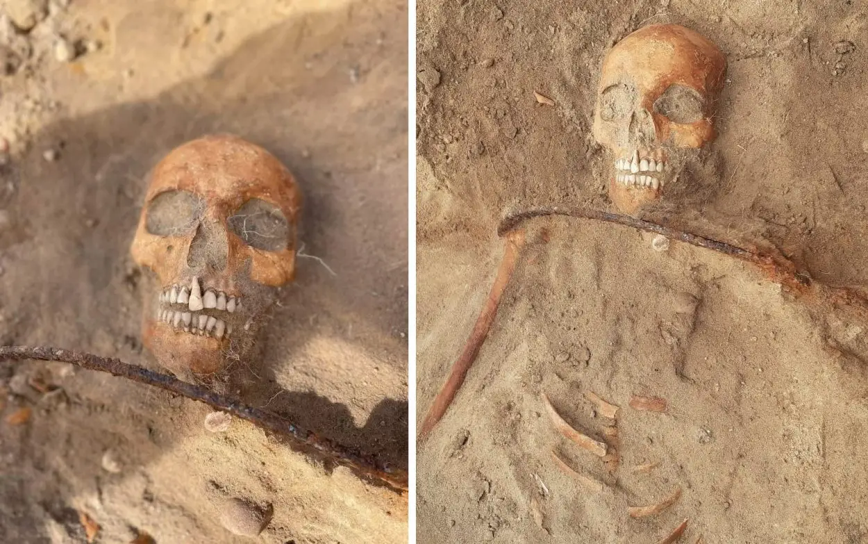 Padlocked ‘vampire’ grave found in Poland with sickle over neck