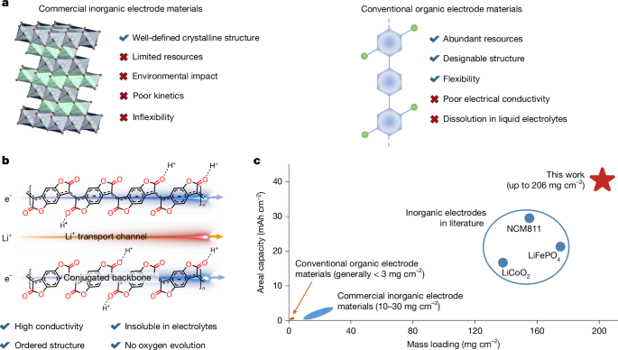 Practical lithium–organic batteries enabled by an n-type conducting polymer