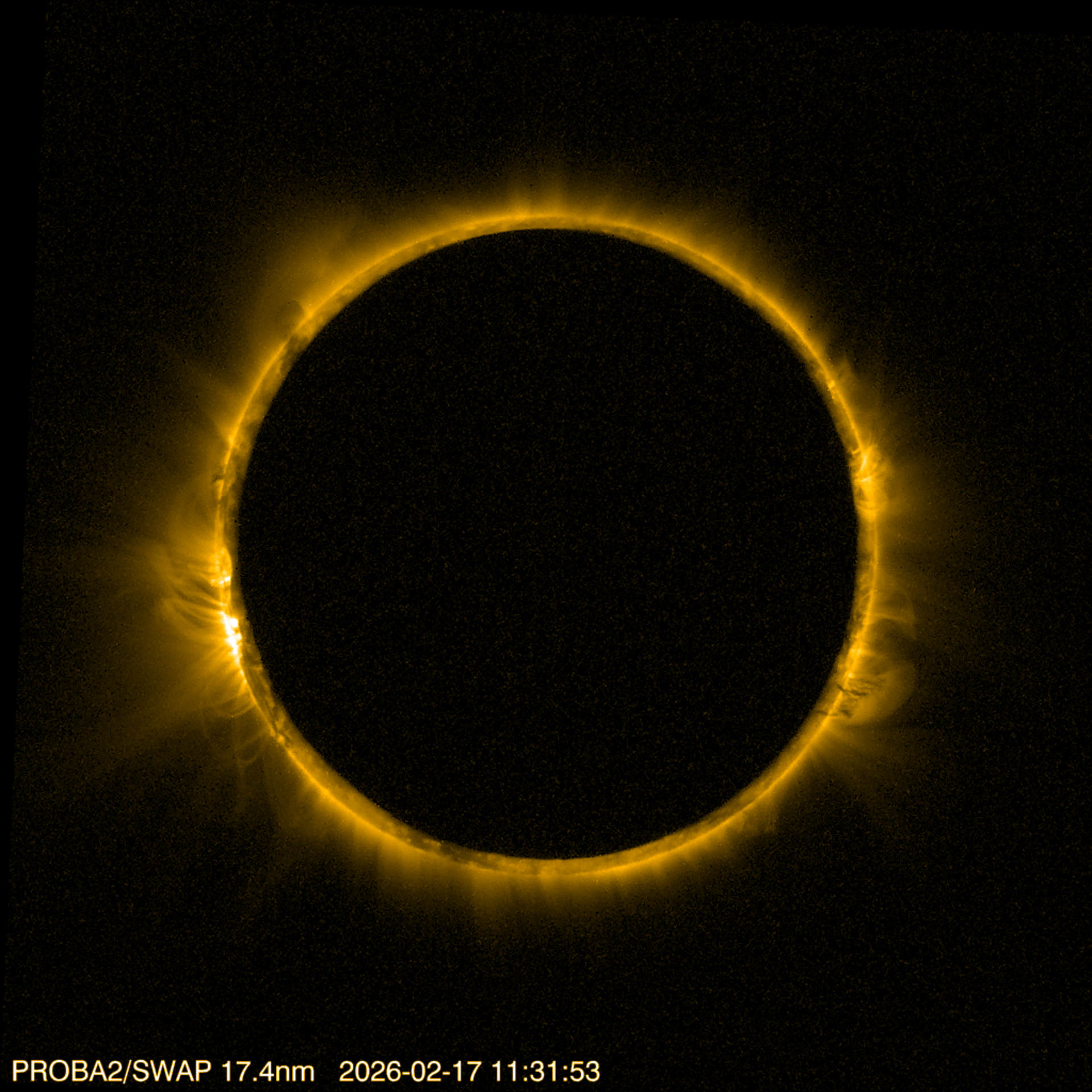 Annular solar eclipse seen from space