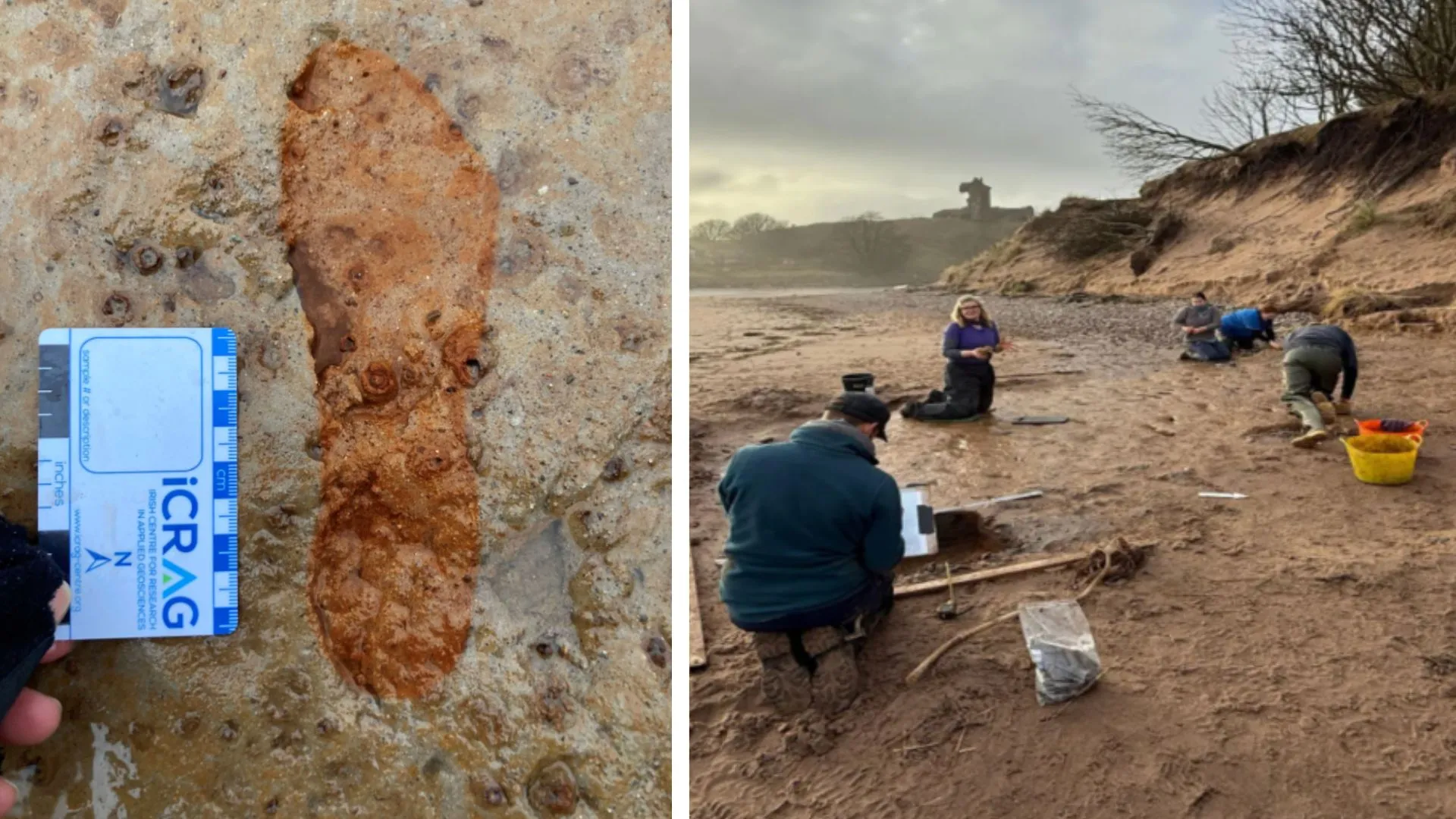 Exceptionally rare 2,000-year-old footprints saved on Scottish beach