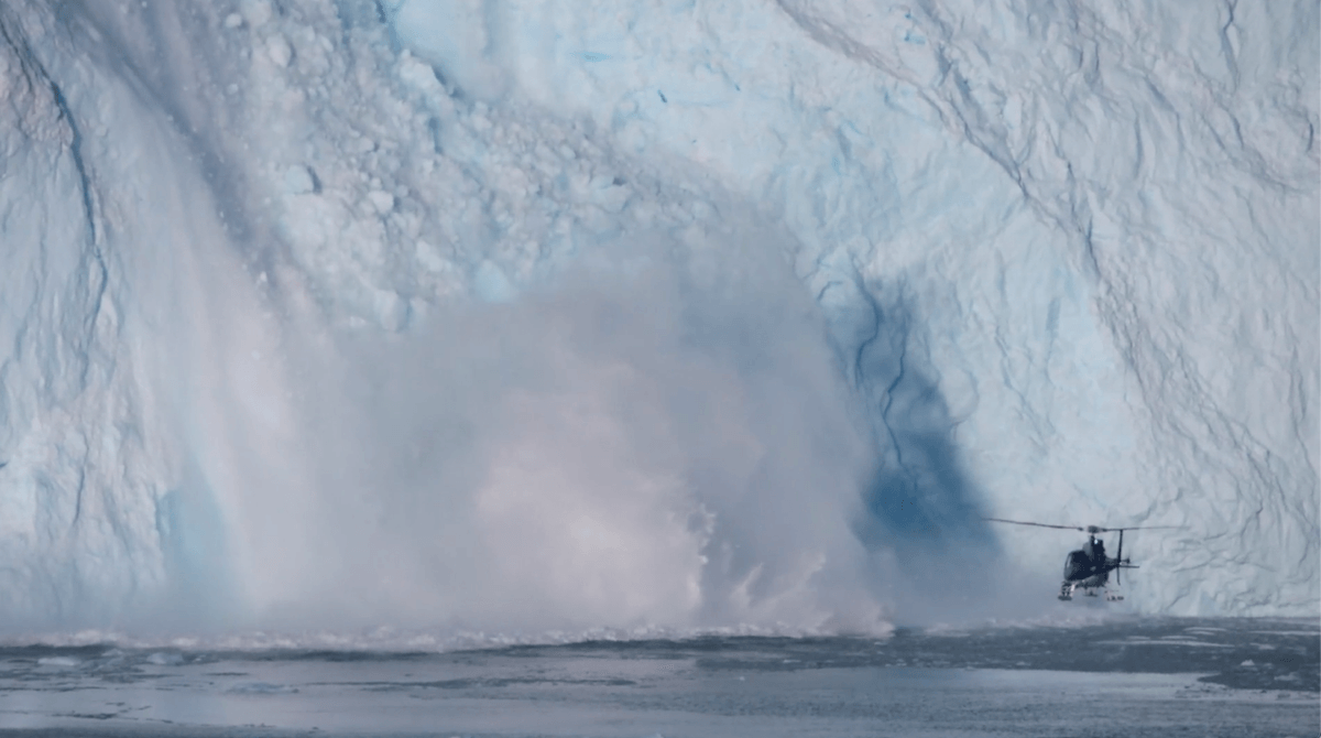 “A flying block of ice the size of a truck nearly knocked our helicopter out of the air” – A stark reminder of the colossal power of nature