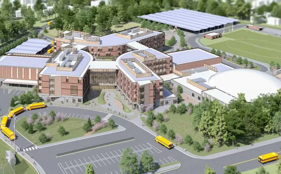 Massachusetts Energy Net Positive Bloom-Shaped School Takes Shape