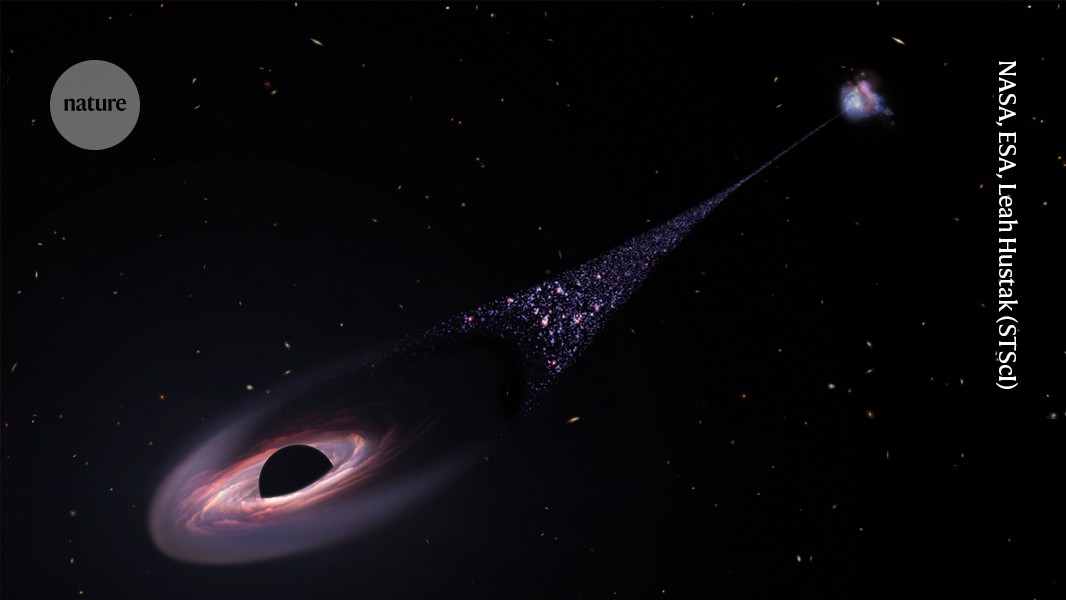 Runaway black hole leaves a trail of stars