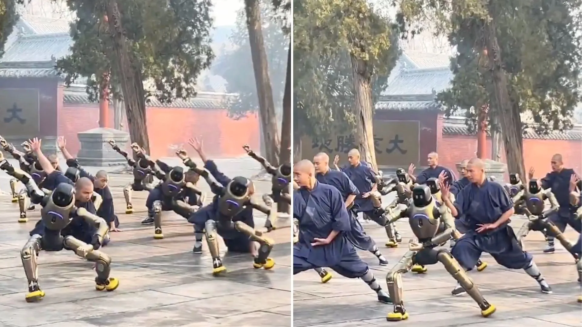 Humanoid robots mimic kung fu with Shaolin monks in viral clip