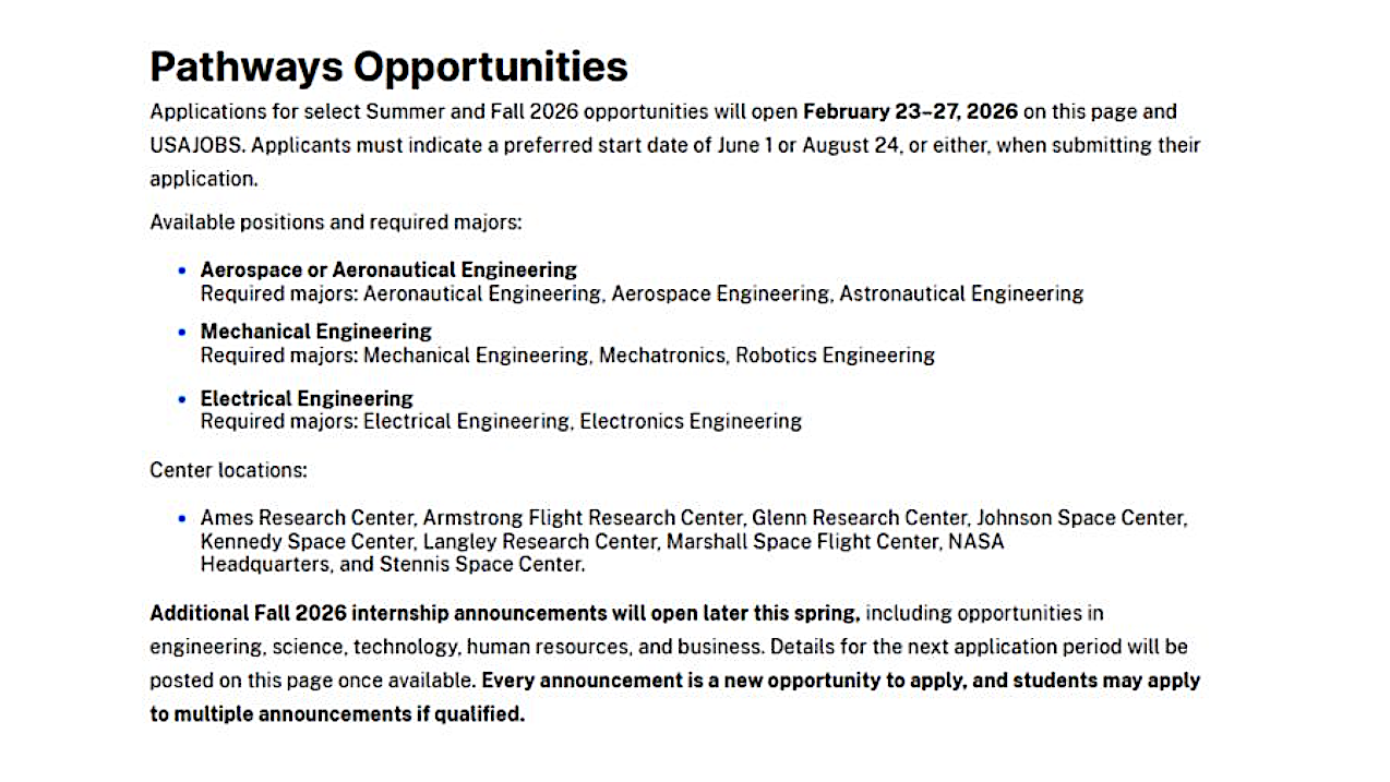 Goddard Omitted On NASA Intern Webpage
