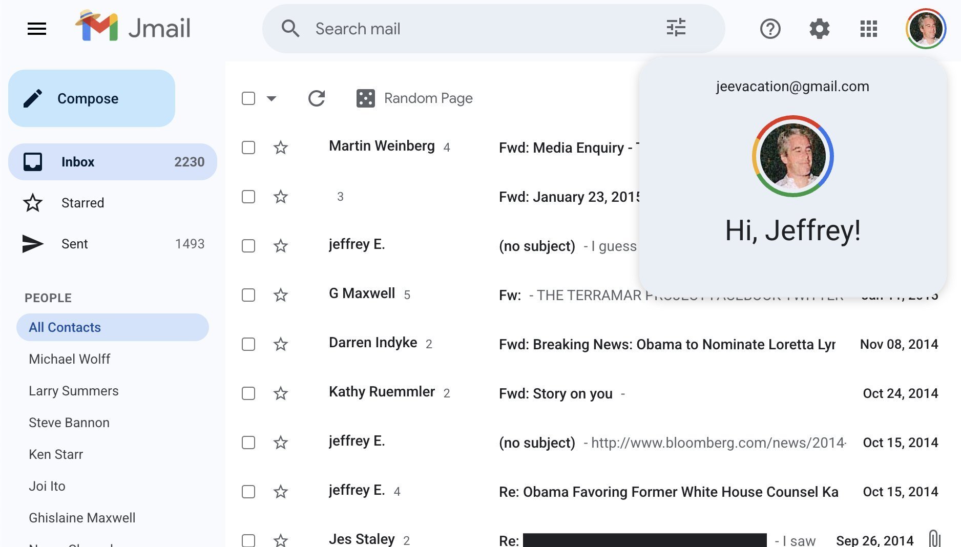 Jmail: Read Epstein’s emails as if you hacked his Gmail account
