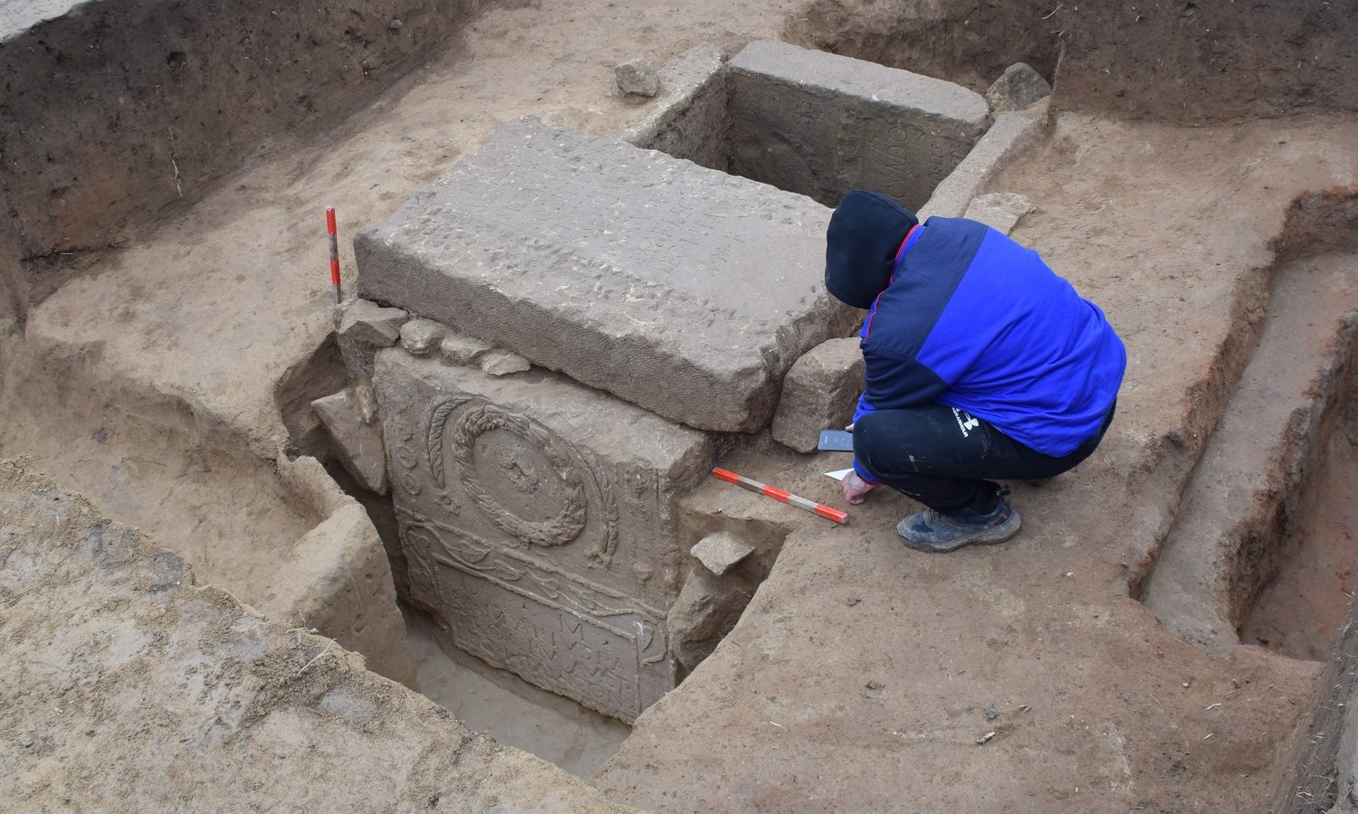 Tomb plate belonging to a centurion of the First Italic Legion discovered at Nove