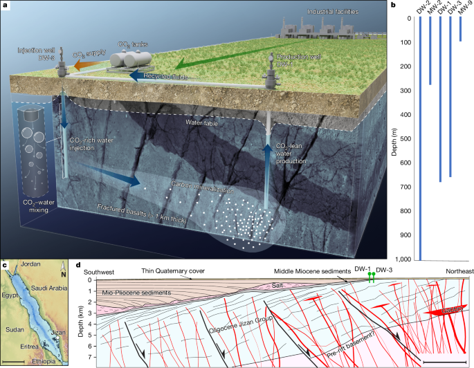 CO2 subsurface mineral storage by its co-injection with recirculating water