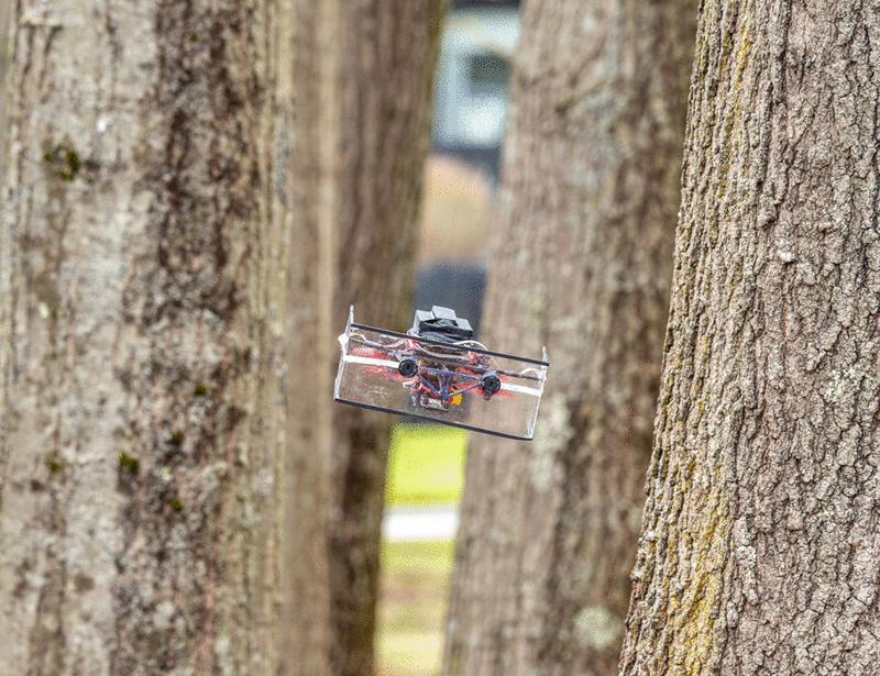 Milliwatt ultrasound for navigation in visually degraded environments on palm-sized aerial robots | Science Robotics