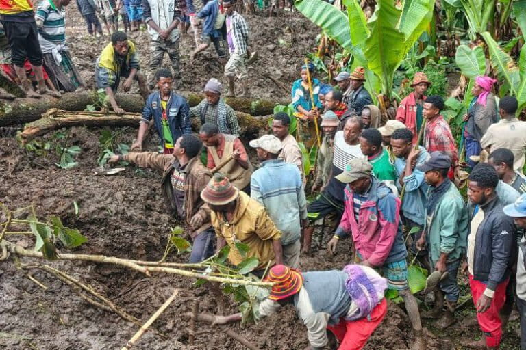 At least 50 people killed and 125 others reported missing after landslides sweep Ethiopia