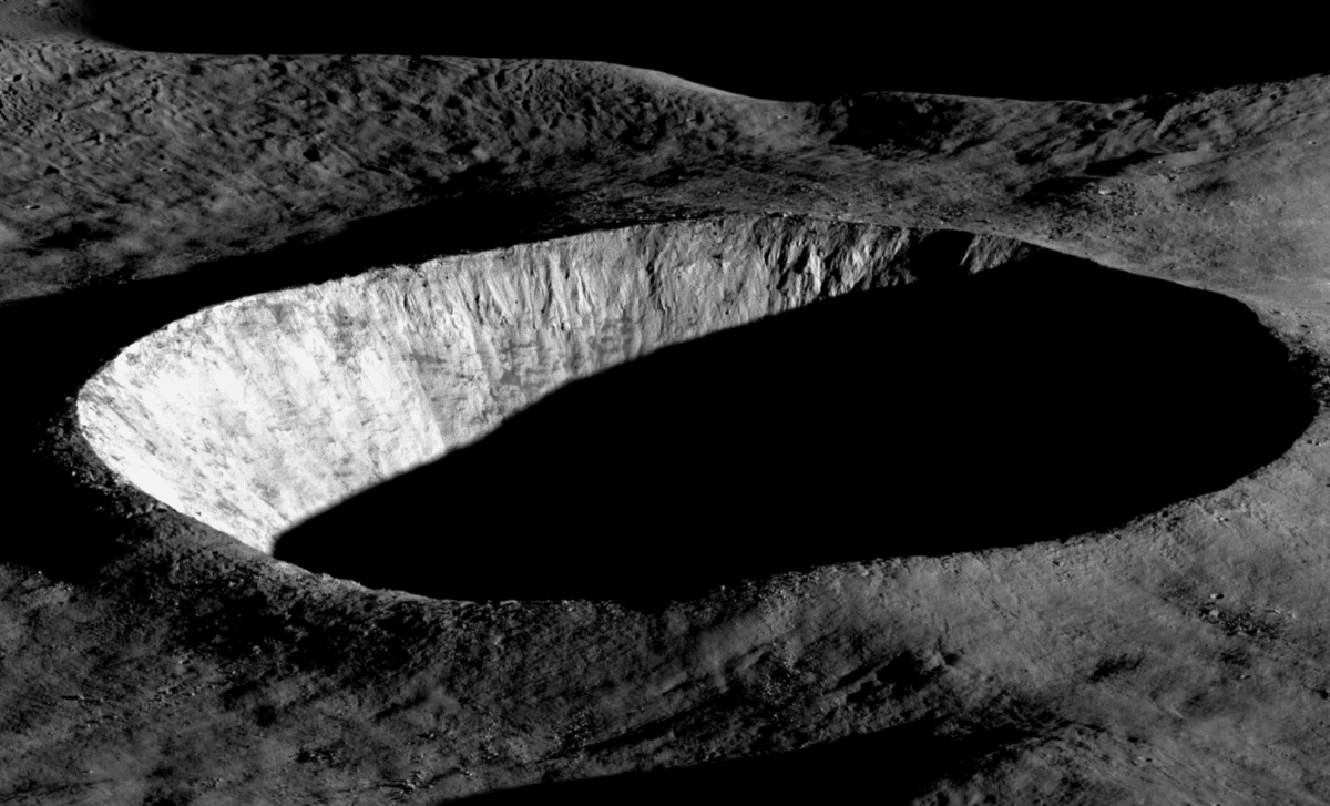 NASA’s LRO Camera Captures Unprecedented Image of the Moon’s Hidden Crater at Dawn