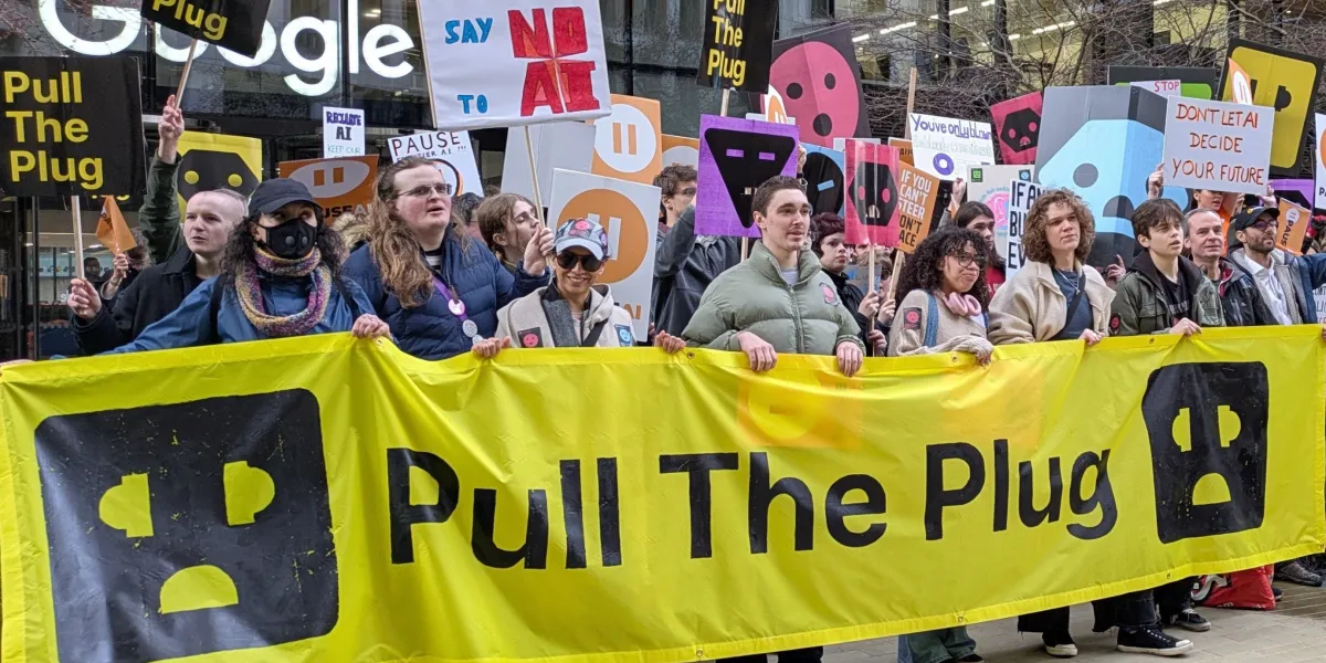 The Download: protesting AI, and what’s floating in space